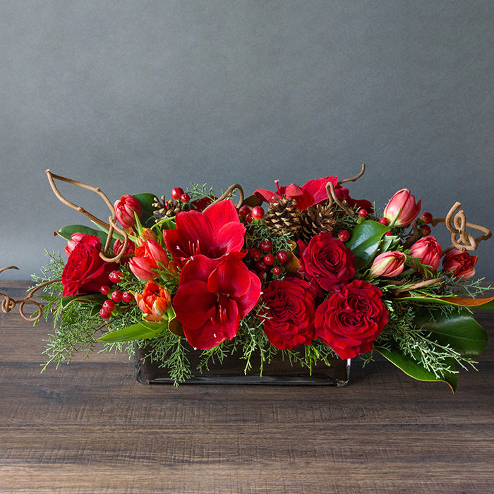 Holiday-Centerpiece | Red Square Flowers