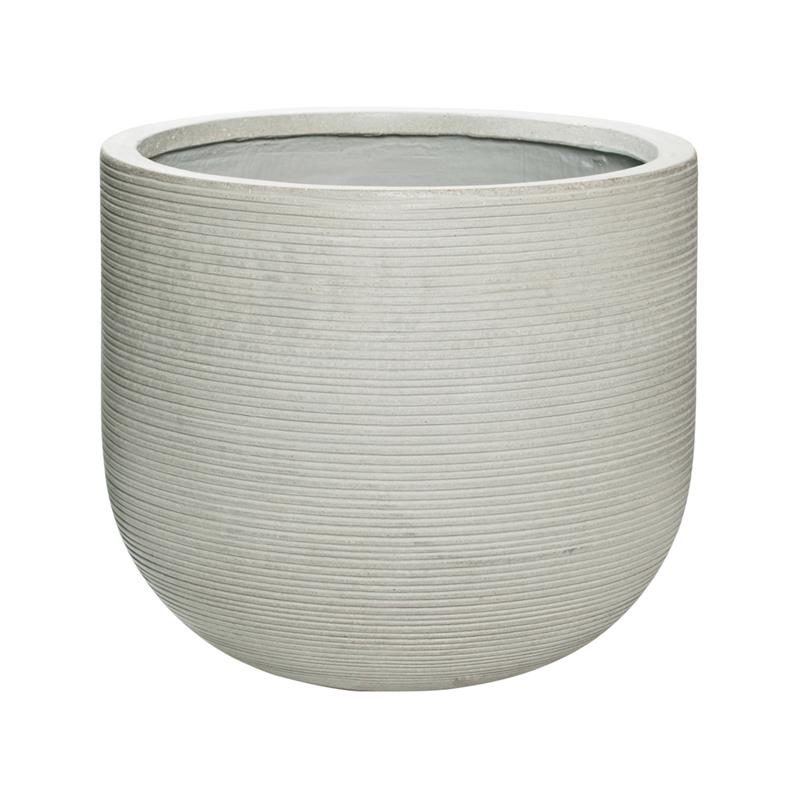 Light grey horizontal ridge outdoor patio planter