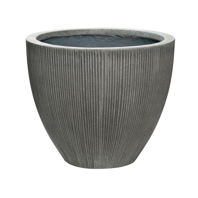 Dark grey vertical ridge outdoor patio planter